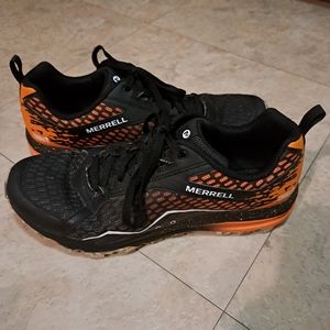 Merrell Mens All Out Crush Tough Mudder Hiking Trail Shoes Orange, Black Size 11
